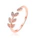 LGT JWLS Lookinggoodtoday Verstelbare Dames Eternity Ring met Leafs - Koper/Rose met Zirkonia Steentjes