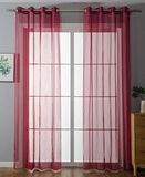 Gardinenbox 203322 Set van 2 gordijnen met inslagringen, transparante gordijnen, voor woonkamer, voile, met loodband, H x B 225 x 140 cm, bordeaux