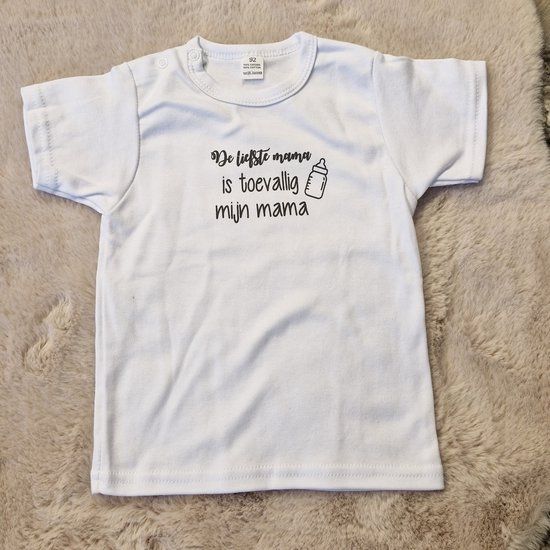 Baby T-shirt - Eerste Moederdag - Mama - Wit - Maat 74