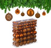 Relaxdays Kerstballen - Set van 150 - Mat, Glanzend, Glitters - Plastic - ∅ 3, 4, 6 cm - Oranje