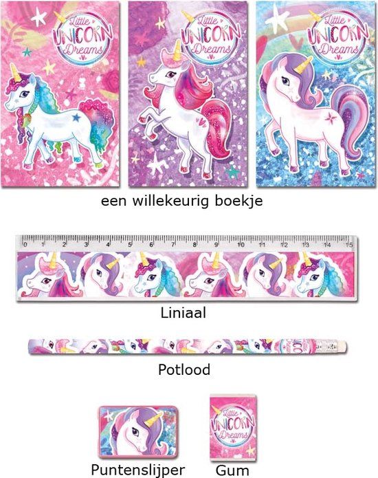 Fun Stationery HENBRANDT EUROPE B.V. 5-delige set uitdeelcadeautjes voor kinderen EENHOORN – traktatie – kinderfeestje – Voor 2 kindjes - kerstcadeau