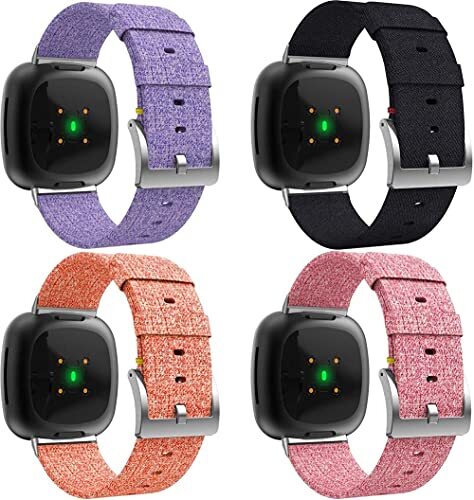 Chainfo Watch Strap compatibel met Fitbit Versa 3 / Fitbit Sense, Watchband Replacement Waterproof Military Style (4-Pack H)