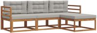 vidaXL Acacia Hout Bank Loungeset 4-delig Natuurlijk en Lichtgrijs
