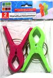 Jedermann Handdoekknijpers XL - 2x - groen/roze - kunststof - 12 cm - wasknijpers