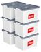 Boîtes de rangement avec couvercle, set de 6, 90 litres, empilable, blanc