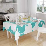 Bonamaison Tafelkleed, Anti-Mold, Sneldrogend, Waterdicht, 100% Polyester Tafellaken, Turkoois, wit, 140 x 160 Cm