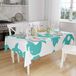 Bonamaison Tafelkleed, Anti-Mold, Sneldrogend, Waterdicht, 100% Polyester Tafellaken, Turkoois, wit, 140 x 160 Cm