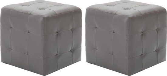vidaXL Nachtkastjes 2 stuks 30x30x30 cm kunstleer grijs