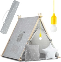 Viking Choice Tipi speeltent - met kussens - en LED lamp - grijs met witte driehoek