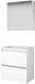 Basic Line Comfort 39 Badkamermeubelset - Ondiep - 60 x 39 cm - Greeploos - 2 Lades - Acryl Wastafel - 1 Kraangat - Spiegelkast - Ice White
