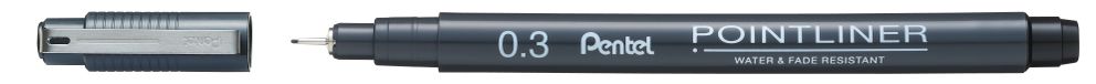 Pentel Pointliner Fineliner - 0.3mm - Black - 12 Pack