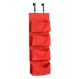 Premier Housewares 4 vakken over de deur rood 4 hangende organizers, polyester, 10x37x90