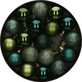 Feeric lights & Christmas Feeric Christmas Kerstballen - 18x - groen - glans en mat - D3 cm - kunststof - onbreekbare kerstversiering