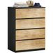Mobliva Commode En Bois À 4 Tiroirs Avec Glissières Métalliques Et Poignées Rainurées, 60 X 40 X 80 Cm, Noir Et Chêne