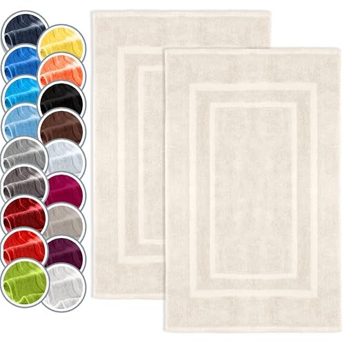 NatureMark Set van 2 Badstof Badmatten, 100% Katoen, 50x80cm, Crème