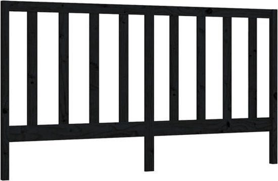 vidaXL Hoofdbord - 206x4x100 cm - Massief Grenenhout - Zwart