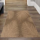 Teppich-Traum Weerbestendig gangtapijt voor binnen en buiten, met discreet bladpatroon, beige-bruin, 80 x 150 cm