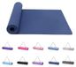 Yogamats Tapis d'entraînement - Surface antidérapante et texturée - TPE - 183 x 61 cm, 6 mm - Sangle de transport - Bleu foncé
