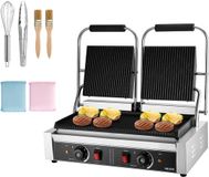VEVOR Contact Grill Elektrische Grill Sandwich Maker Panini Pers 48x23cm Gegroefd
