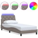 vidaXL Bedframe met LED-verlichting, zonder matras, taupe, 80x200 cm, stof