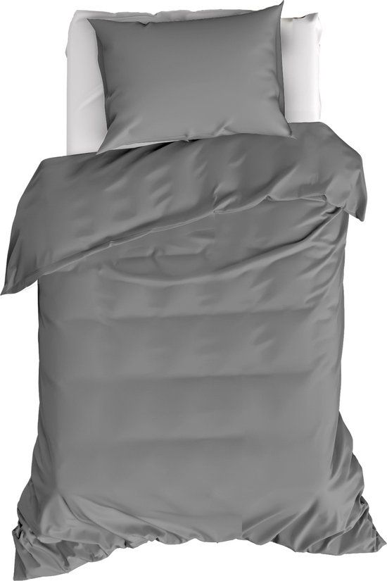 Moodit Dekbedovertrek Basil Grey - Eenpersoons - 140 x 220 cm - Katoen