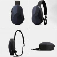 Waterdichte schoudertas met harde schaal, reistas Antidiefstaltas, crossbodytas met slingborst en USB-oplaadpoort Zwart