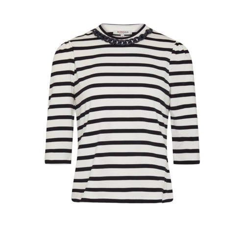 Morgan gestreepte top ecru/marine