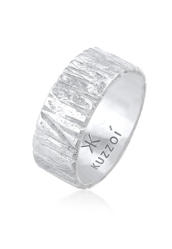 KUZZOI Heren Ring Heren Ring Structuur Hammered Organische Look Trend in 925 Sterling Zilver