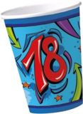 Merkloos / Sans marque Dh Konzept Gmbh Papieren bekers 18 jaar thema blauw 10x stuks - Verjaardag feestartikelen