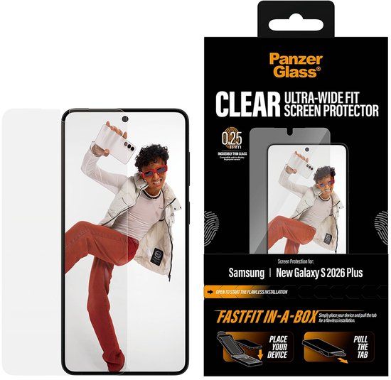 PanzerGlass Screenprotector geschikt voor Samsung Galaxy S26 Plus Glazen | PanzerGlass Ultra-Wide Fit Screenprotector - Case Friendly