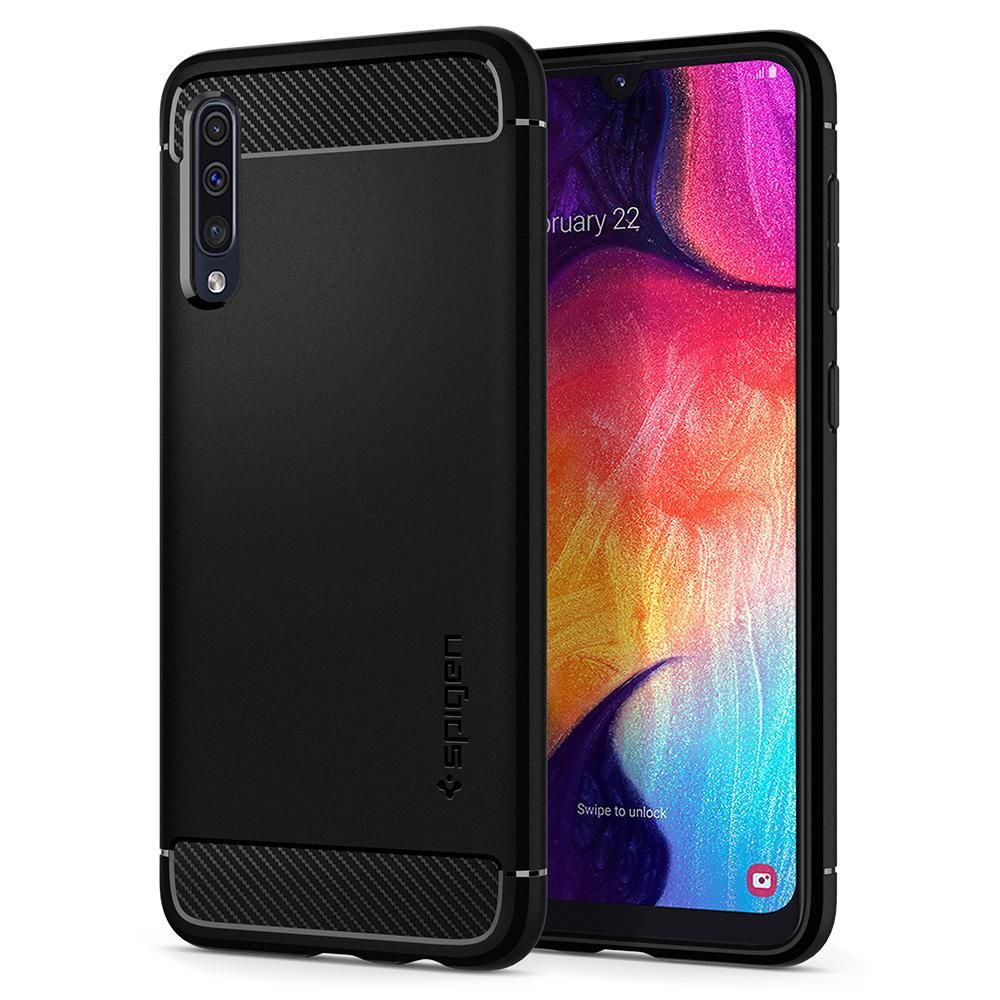 Spigen Rugged Armor - Back Cover voor Samsung Galaxy A50 - Zwart