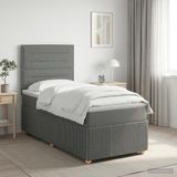 vidaXL Boxspringbed met matras, donkergrijs, 80 x 200 cm, gestoffeerd