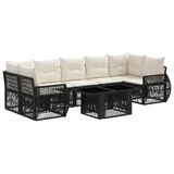 vidaXL Tuinbank Set 8 st Zwart en Crème Wit poly rattan