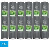Dove Men+Care Extra Fresh Douchegel 12 x 250 ml – 3-in-1 Body Face & Hair – Voordeelverpakking