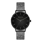 Tamaris Analoog kwartshorloge voor dames, met roestvrijstalen armband TT-0150-MQ, zwart