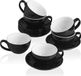 Holland Connections Set de 6 Tasses à Café et Soucoupes - Tasses à Cappuccino et Espresso en Céramique pour Latte et Americano - 250 ml