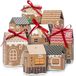 Boîtes de calendrier de l'Avent à remplir - 24 pièces - Papier kraft - Maisons de Noël avec autocollants et rubans