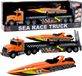 LEAN TOYS Camion Avec Bateau À Moteur À Remonter Lumières Et Sons Orange Set