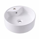 Merkloos Relaxdays Waskom opbouw - 14,5 x 41 cm - met kraangat en overloop - wit