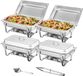 ZFA Store Chauffe-plats - Plat de service - Plat de traiteur - Plat chauffant - Bac chauffant - Avec couvercle - 2 pièces - Inox - Argent - Rectangulaire