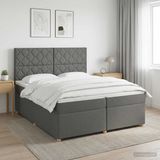 vidaXL Boxspringbed met matras Donkergrijs 200 x 200 cm Stof