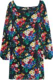 Desigual Robe Femme Multicolor Fleurie Coupe A-line Col en V Manches Trois-quarts Viscose L