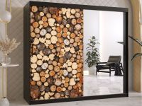 DREMBO Armoire 2 portes coulissantes 200 cm noir mat avec miroir