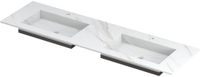 Wastafel INK Post Dubbele Wastafel Keramiek Wit 1600x450x10 mm Calacatta Mat