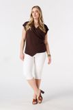 MS Mode Tregging Capri tregging met denim look - Maat 40 - Wit