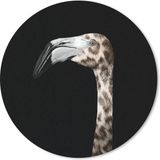 Merkloos Muismat rond 30x30 cm - Mousepad Flamingo - Panterprint - Portret - Ronde muismatten