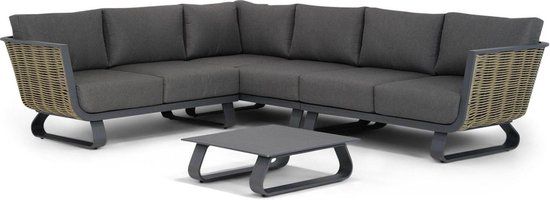 Santika Tika 5-delige Hoek Loungeset - Grijs-antraciet - Aluminium