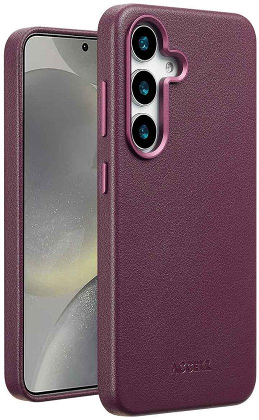 Accezz Hoesje - Geschikt voor Samsung Galaxy S25 - met Magnetische Ring Leather Backcover - Heath Purple