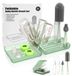 Bouteille brosse set - Silicone - Nettoyage set pour le voyage - Sauge vert - Avec égouttoir et boîte de rangement