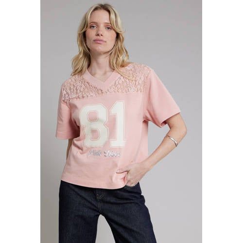 Pink Noir Yonna T-shirt V-hals Lange mouw Katoen Roze XS